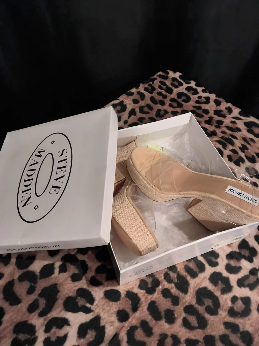 Steve Madden Clear Strap Beige Wedge Sandals